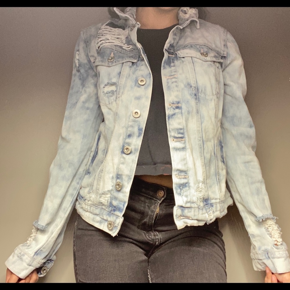 Light Washed Ripped Jean Jacket